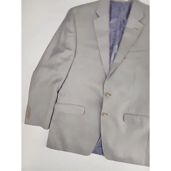 Chaps 40R | Solid Light Gray Sport Coat Blazer Jacket Minimalist Modern Dapper - Picture 4 of 8